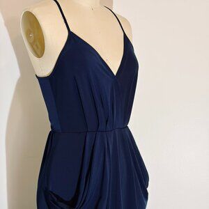 BCBGeneration Slinky Navy Racerback Midi Dress, With Pockets, Size XS